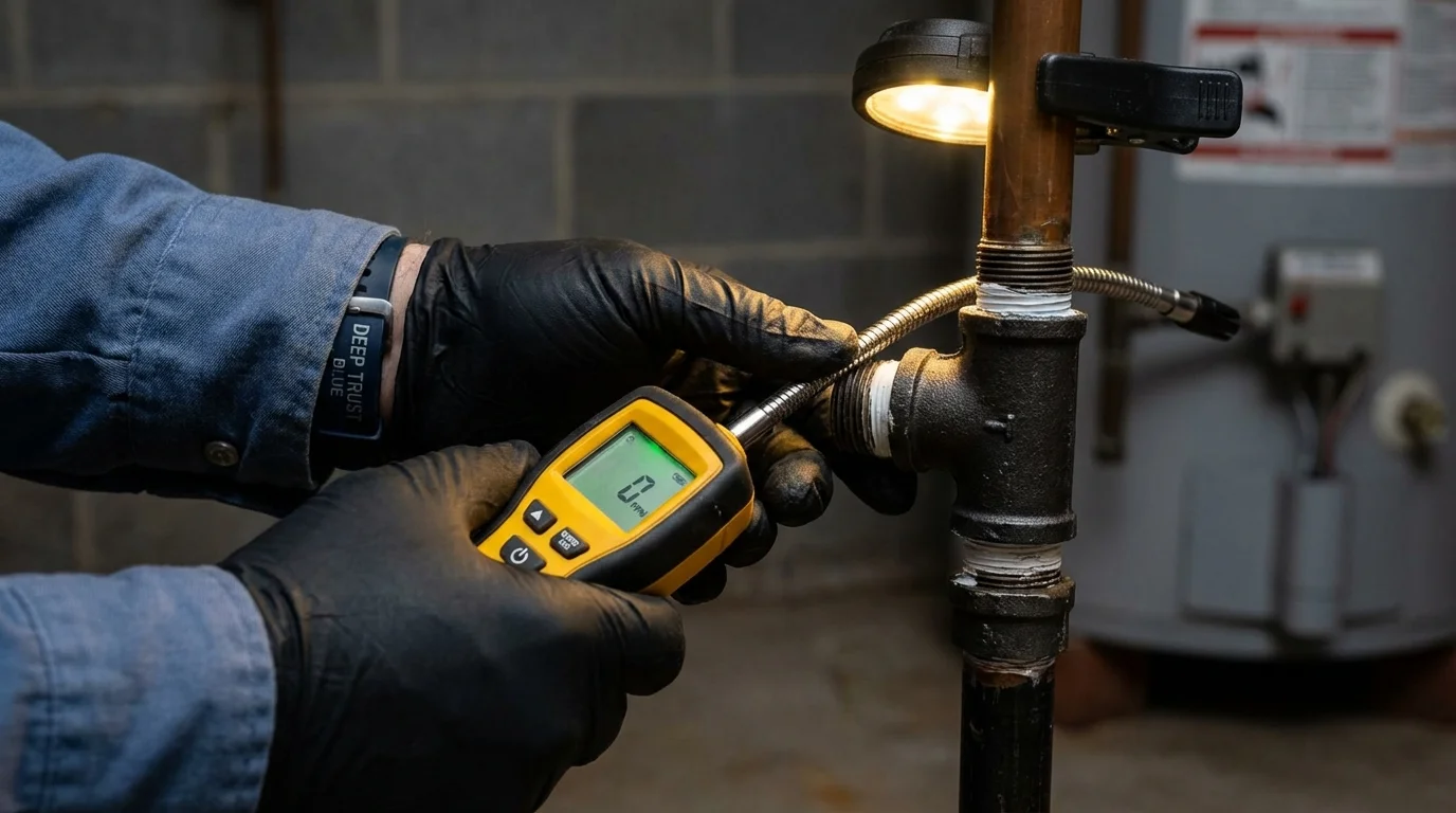 Gas leak detection with electronic sniffer by Johns Plumbing LLC in Lincoln City